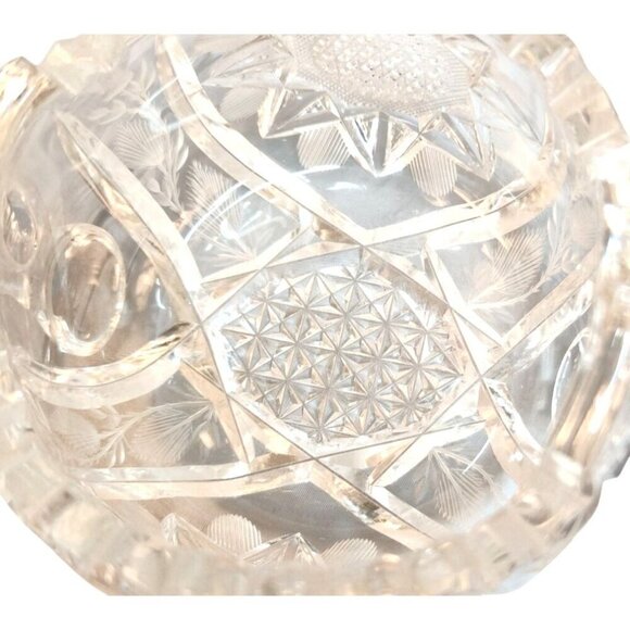 Vintage Lead Crystal Glass Sugar Bowl With Dual Handles Elegant Diamond Point Su - Picture 5 of 6